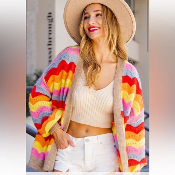 Multicolored Stripe Knit Cardigan - Picture 4 of 7